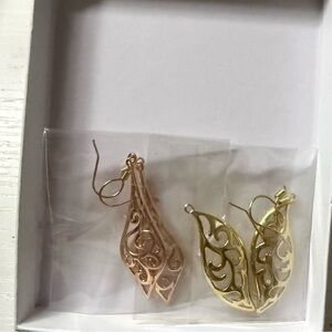 Elegant Filigree Earrings in Gold and Rose Gold